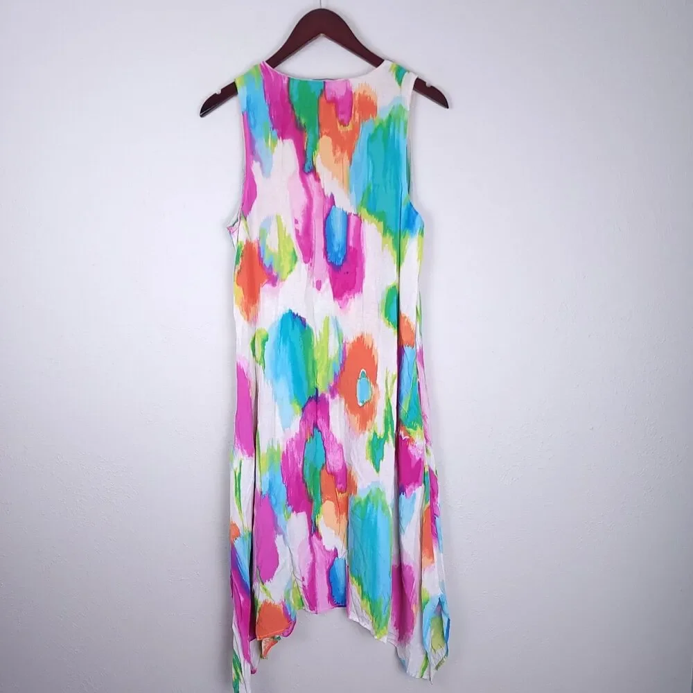 Natori Artsy Abstract Asymmetric Aurora Dress Size Medium